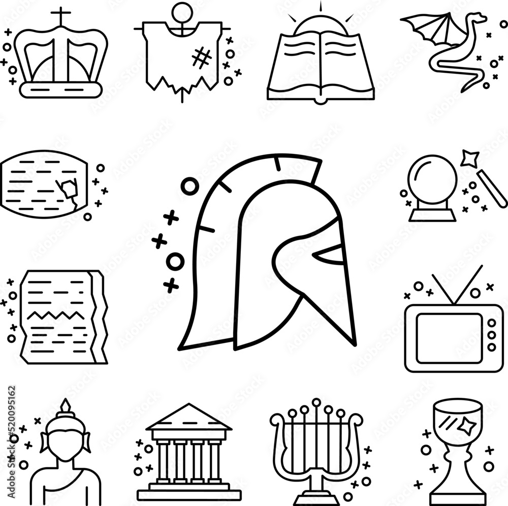 Fototapeta premium Spartan war helmet icon in a collection with other items