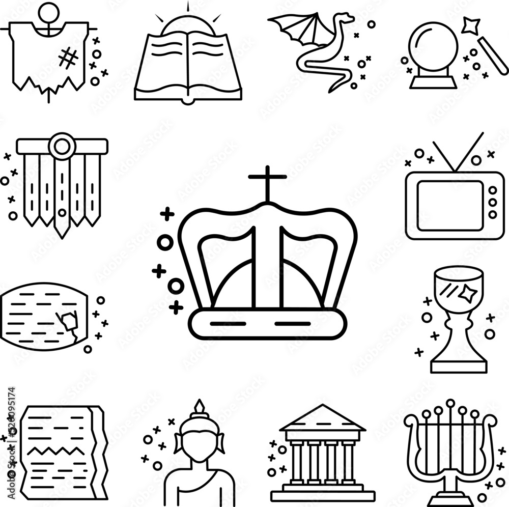 Fototapeta premium Crown king queen icon in a collection with other items
