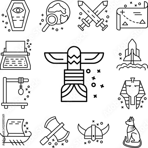 Totem architecture culture icon in a collection with other items