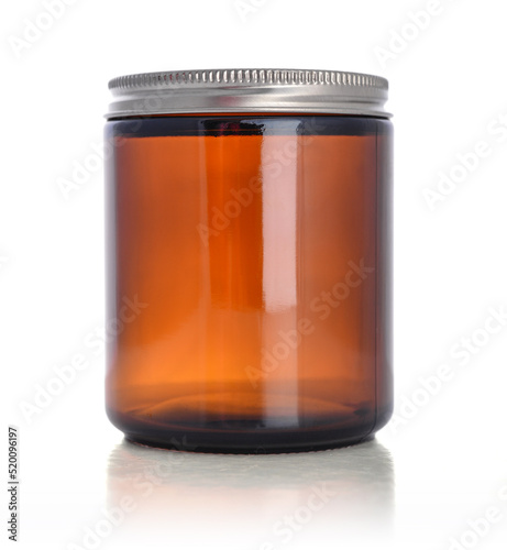 Brown empty cosmetic glass jar