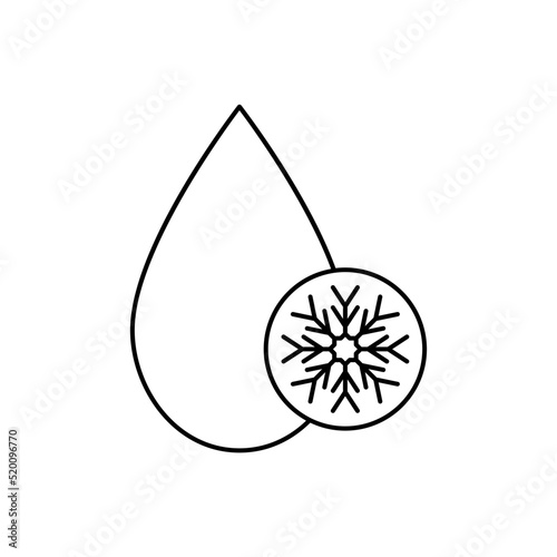 waterdrop with snowflake, freezer symbol icon vector