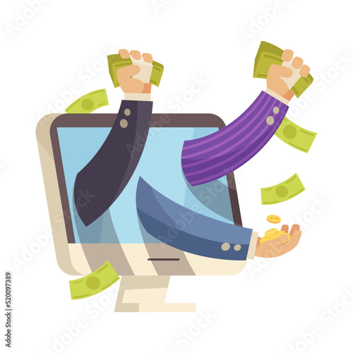 Computer Money Hands Composition