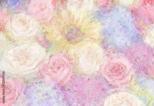 Lightly colored floral background painted in pastels