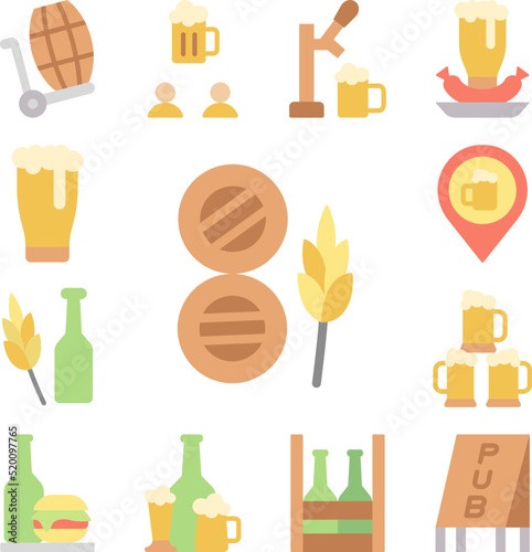 Barrels, beer icon in a collection with other items