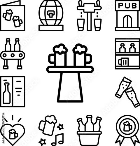 Bar table, beer icon in a collection with other items