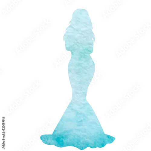 watercolor bride silhouette on white background isolated, vector