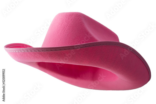 Tableau sur toile Pink cowboy hat isolated on white background with clipping path cutout concept f