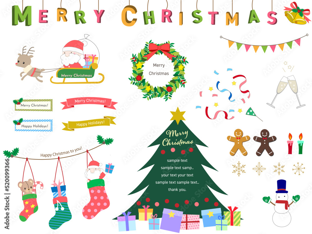 クリスマスのイラストセット クリスマスのイラストセット