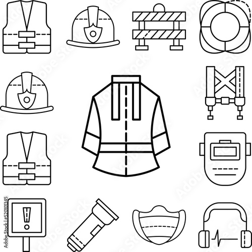 Fireproof, clothes, safety icon in a collection with other items