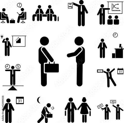 Pictogram of speak, jobless icon in a collection with other items