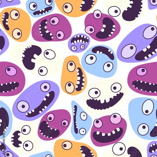 Cartoon kids store monsters seamless aliens pattern for clothes print and wrapping and school notebooks and fabrics