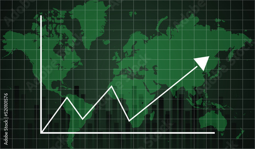 Inflation background worldwide. Graph showing increase in inflation Worldwide background concept, The word core values and stocks, and shares against, Data analyzing in a foreign market