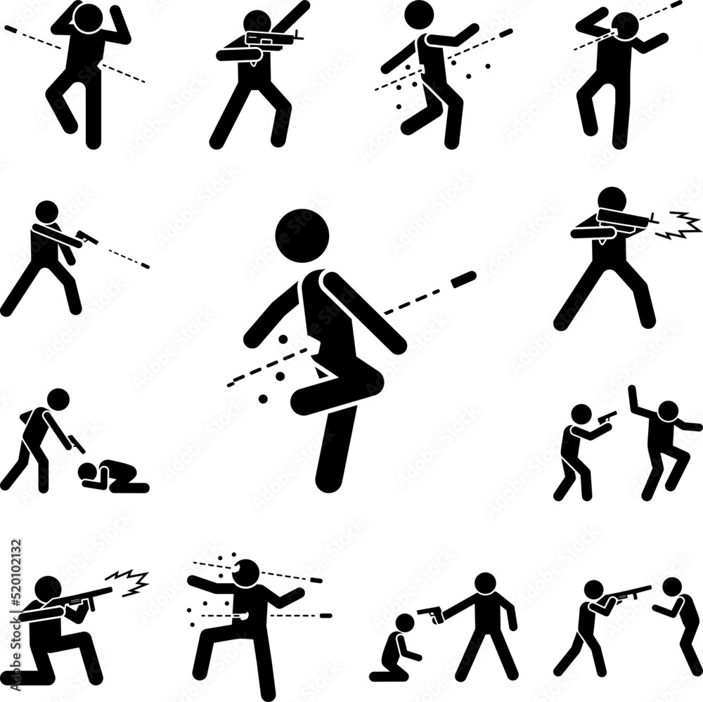 Man kill back shot icon in a collection with other items