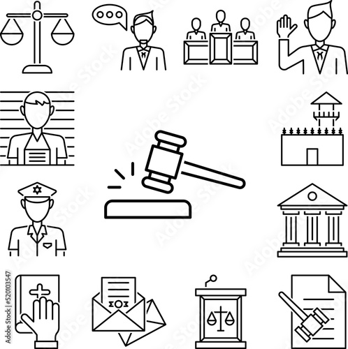 Gavel icon in a collection with other items
