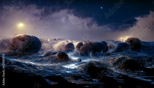 Night fantasy seascape with...