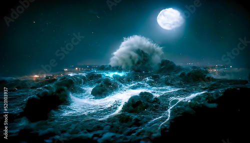 Night fantasy seascape with...