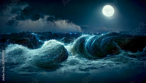 Night fantasy seascape with...
