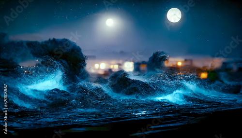 Night fantasy seascape with...