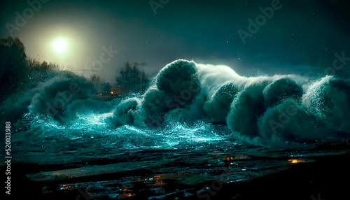 Night fantasy seascape with...