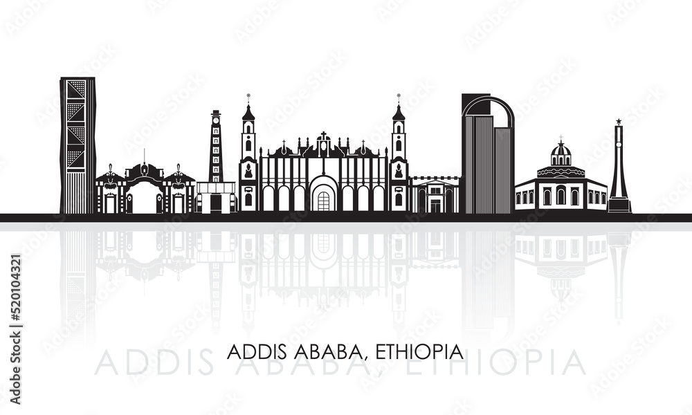 Silhouette Skyline panorama of city of Addis Ababa, Ethiopia - vector illustration