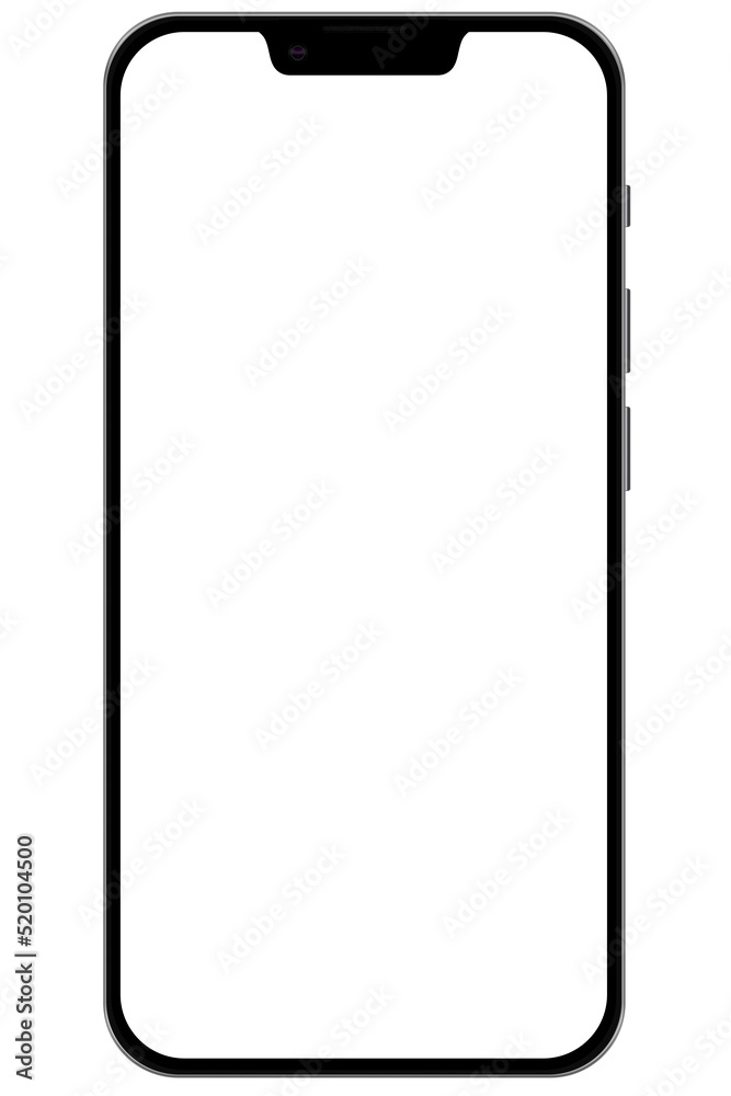 Modern smartphone of black color with the screen isolated on white illustration Modern smartphone of black color with the screen isolated on white illustration