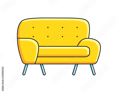 Yellow sofa or couch isolated vector