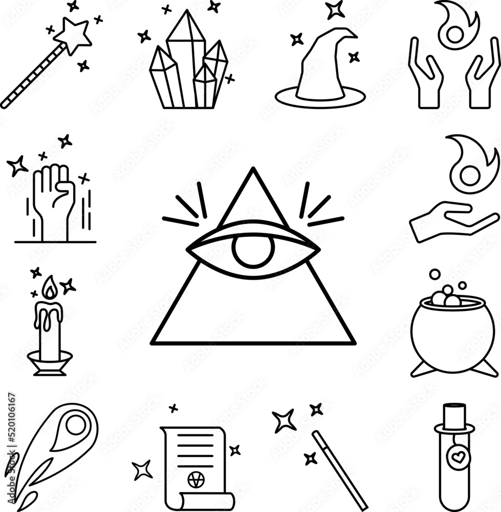Fototapeta premium Pyramid, eye, magic icon in a collection with other items