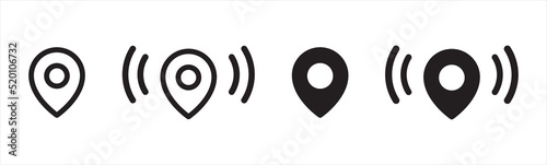 Location icon. map pin location tracking, nearby, navigation, share, wireless, signal