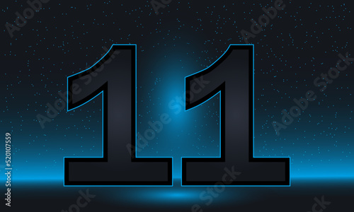 Number 11 vector. Luxury blue number 11 with luxurious modern background. vector design for celebration, invitation card and greeting card