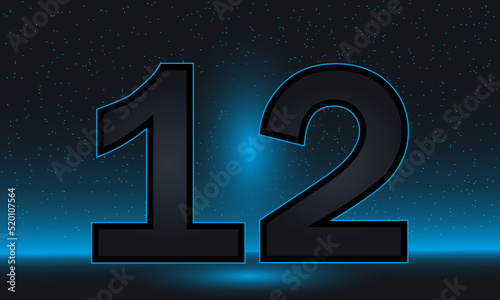Number 12 vector. Luxury blue number 12 with luxurious modern background. vector design for celebration, invitation card and greeting card