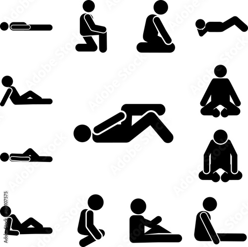 Man, crossed, leg, lying icon in a collection with other items