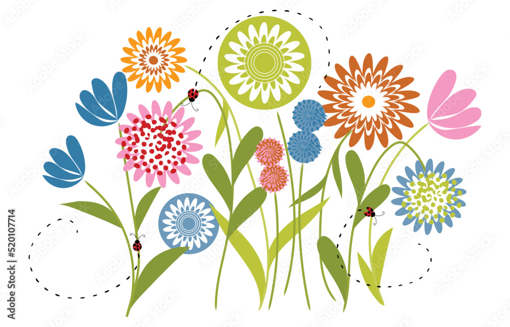 Flower nursery wall art or children's room decor. Wall sticker