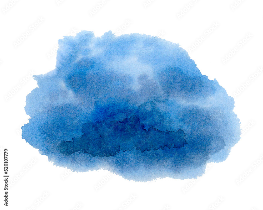Fototapeta premium Blue watercolor background with a jagged edge. Abstract spot. Sea. Ocean..