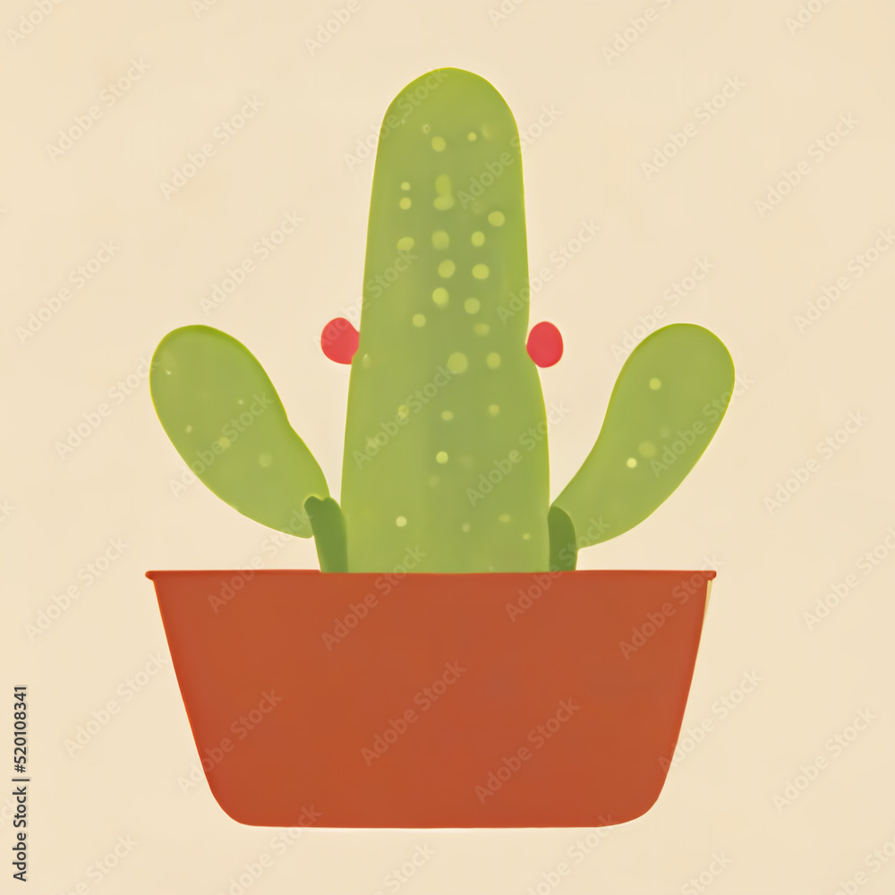 simple cute cactus illustration on plain background simple cute cactus illustration on plain background