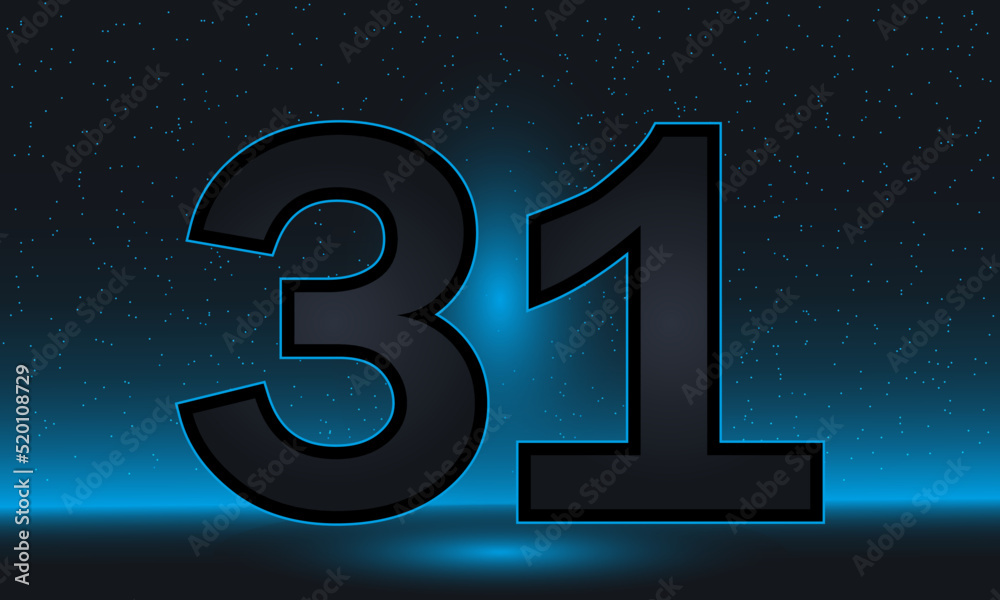 Number 31 vector. Luxury blue number 31 with luxurious modern