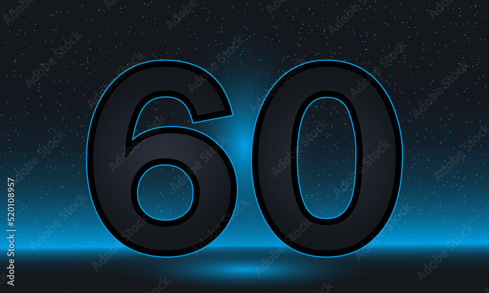 Number 60 vector. Luxury blue number 60 with luxurious modern background. vector design for celebration, invitation card and greeting card Number 60 vector. Luxury blue number 60 with luxurious modern background. vector design for celebration, invitation card and greeting card