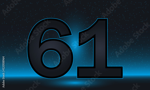 Number 61 vector. Luxury blue number 61 with luxurious modern background. vector design for celebration, invitation card and greeting card
