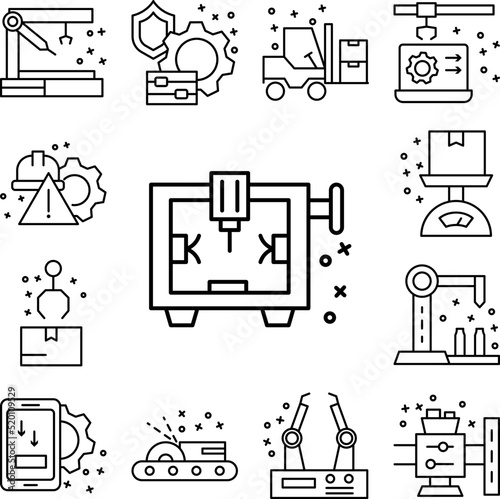 3d printer plastic engineering icon in a collection with other items