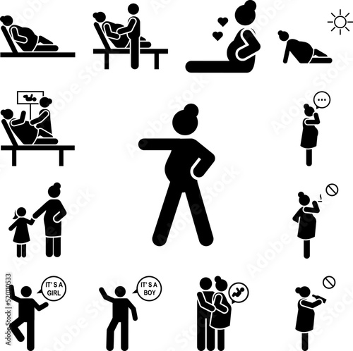 Sport, Pilates, mother, pregnant icon in a collection with other items