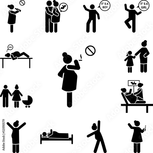 Smoking, mother, no, maternal icon in a collection with other items