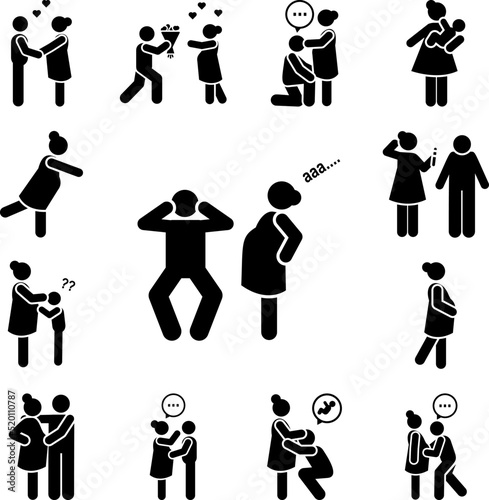 Dad, pain, woman, angry icon in a collection with other items