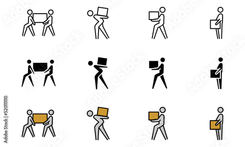 set of icons for moving services related to people with various types of shapes, namely outline, glyph, and flat. editable icon vector illustration