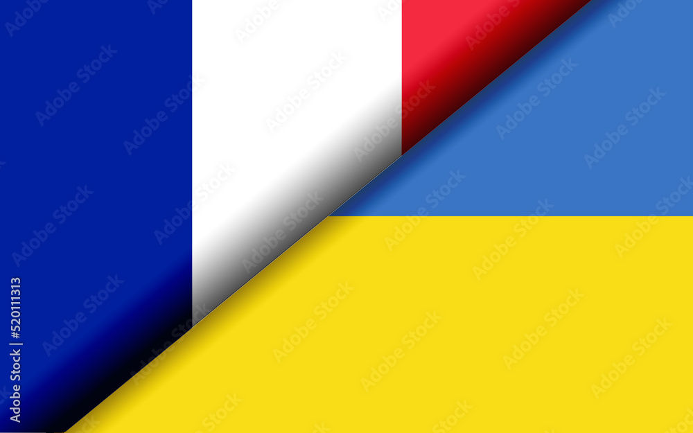 Fototapeta premium Flags of France and Ukraine divided diagonally