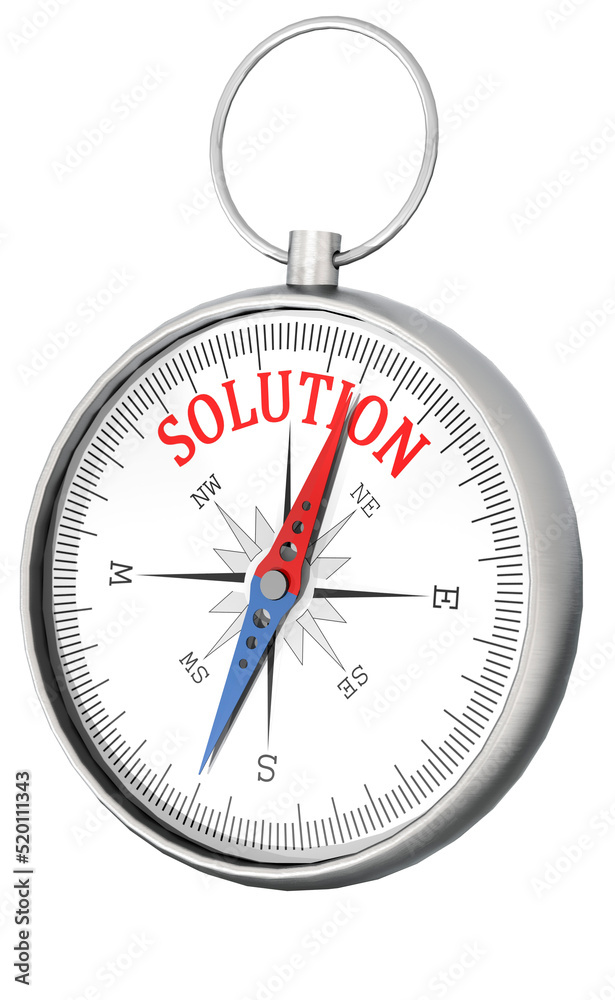 Direction to solution on isolated compass Direction to solution on isolated compass