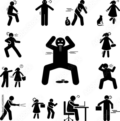 Man, person, scary, terrifying icon in a collection with other items