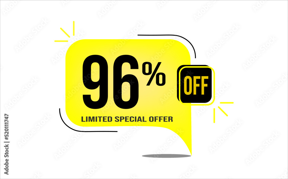 96% off a yellow balloon with black numbers. Flag with percentage numbers 96% off a yellow balloon with black numbers. Flag with percentage numbers