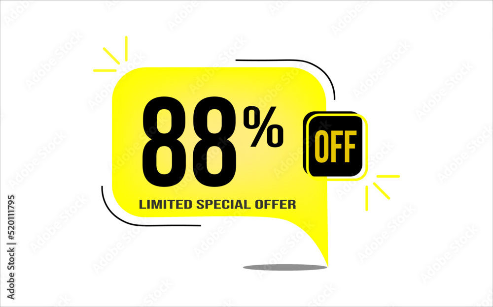 88% off a yellow balloon with black numbers. Flag with percentage numbers 88% off a yellow balloon with black numbers. Flag with percentage numbers