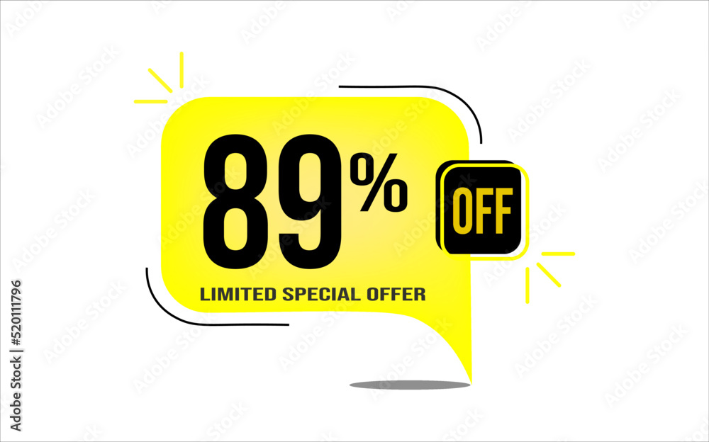 89% off a yellow balloon with black numbers. Flag with percentage numbers 89% off a yellow balloon with black numbers. Flag with percentage numbers
