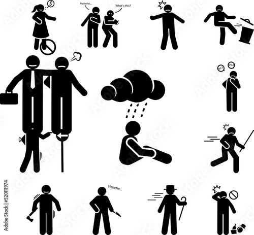 Depress, depression, gloomy icon in a collection with other items