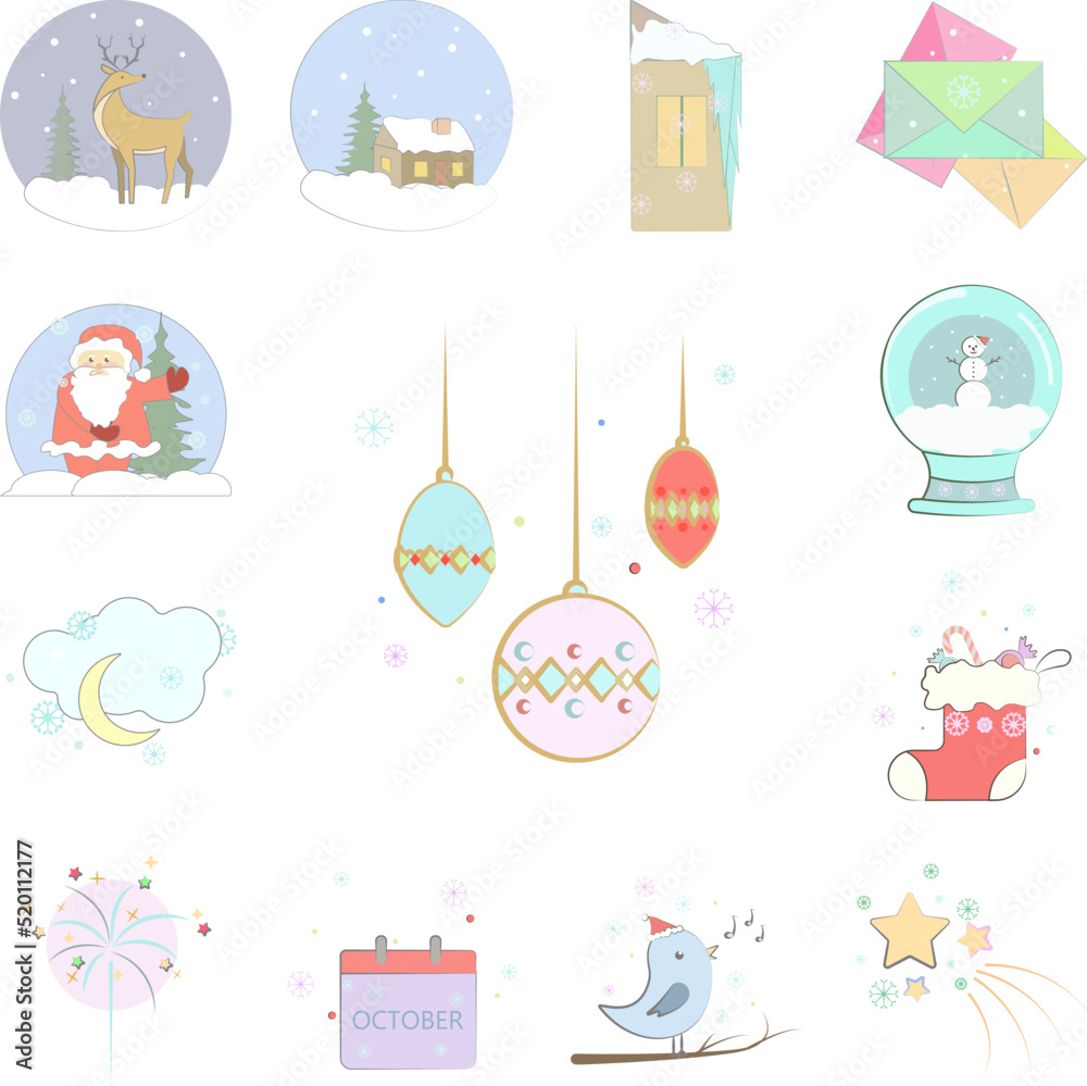 decorations, Christmas tree icon in a collection with other items
